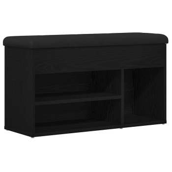 Cipőpad polcokkal tárolóval fekete 80 x 30 x 45 cm faanyag