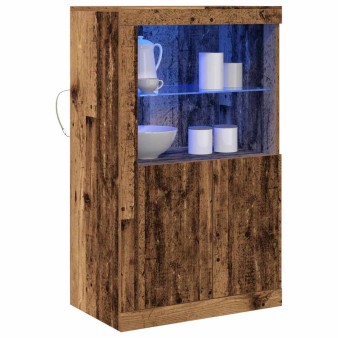 Led tálaló led -es lámpákkal öreg fa 60,5 x 37 x 100 cm faanyag