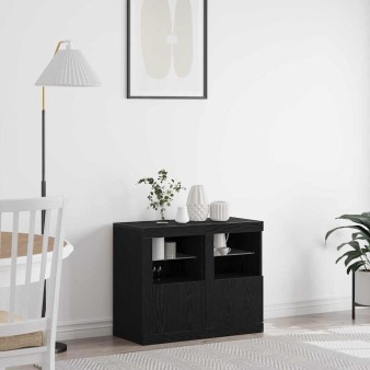 Led tálaló 2 pcs fekete tölgy 41 x 37 x 67 cm faanyag