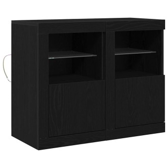 Led tálaló 2 pcs fekete tölgy 41 x 37 x 67 cm faanyag