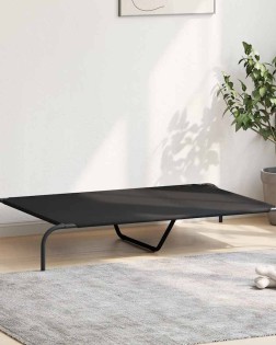 Fekete oxford szövet és acél emelt kutyafekhely 130x80x20 cm