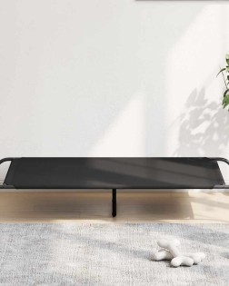 Fekete oxford szövet és acél emelt kutyafekhely 130x80x20 cm