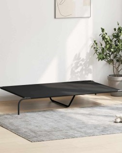 Fekete oxford szövet és acél emelt kutyafekhely 150x90x20 cm