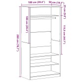Ruhásszekrény polcokkal fekete tölgy 100 x 50 x 200 cm faanyag Ruhásszekrény polcokkal fekete tölgy 100 x 50 x 200 cm faanyag