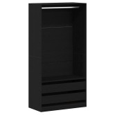 Ruhásszekrény fiókkal fekete tölgy 100 x 50 x 200 cm faanyag Ruhásszekrény fiókkal fekete tölgy 100 x 50 x 200 cm faanyag