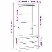 Ruhásszekrény fiókkal fekete tölgy 100 x 50 x 200 cm faanyag Ruhásszekrény fiókkal fekete tölgy 100 x 50 x 200 cm faanyag