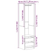 Ruhásszekrény fiókkal fekete tölgy 50 x 50 x 200 cm faanyag