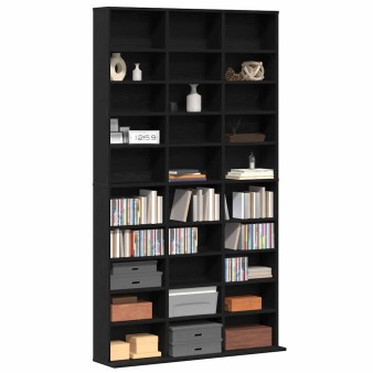 Cd szekrény polcokkal fekete tölgy 101 x 23 x 177,5 cm faanyag