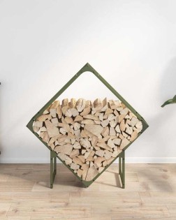 Olívazöld hidegen hengerelt acél tűzifatároló 80x25x80 cm