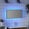 Tükör led -es lámpákkal barna 80 x 37 cm üveg és műszaki fa