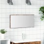 Tükör led -es lámpákkal barna 80 x 37 cm üveg és műszaki fa
