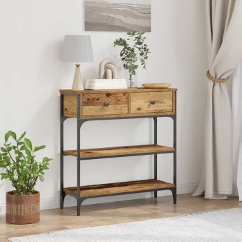 Konzolasztal fiókkal öreg fa 72.5 x 25 x 75 cm faanyag