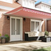 Behúzható napellenző piros és fehér 500 × 300 cm szövet és fém