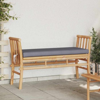 Kerti pad párnával barna 110 x 38 x 65cm bambusz