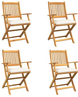 Összecsukható szék 4 pcs fehér 49 x 57.5 x 92cm tömör akácfa