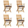 Összecsukható szék 4 pcs szürke 49 x 57.5 x 92cm tömör akácfa