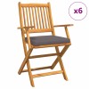 Összecsukható szék 6 pcs szürke 49 x 57.5 x 92cm tömör akácfa