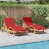Napozó 2 pcs piros 200 x 67 x 84 cm tömör akácfa