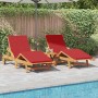 Napozó 2 pcs piros 200 x 67 x 84 cm tömör akácfa