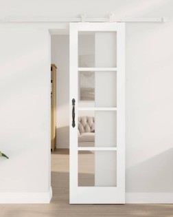 Csúszó ajtó orkdal fehér 61 x 198,5 cm tömör fenyőfa és üveg