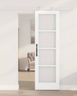 Csúszó ajtó orkdal fehér 61 x 198,5 cm tömör fenyőfa és üveg