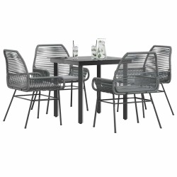5 részes szürke polyrattan üveg kerti étkezőgarnitúra párnával