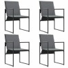 Szék párnával 4 pcs fekete és antracit textilén