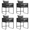 Szék párnával 4 pcs fekete és antracit pe rattan