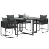 Szék párnával 4 pcs fekete és antracit pe rattan