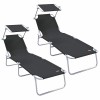 Napozó 2 pcs fekete 58 x 188 x 77cm poliészter