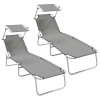 Napozó 2 pcs szürke 58 x 188 x 77cm poliészter