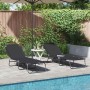 Összecsukható nyugágy 2 pcs fekete 188 x 57 x 86,5 cm