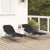 Összecsukható nyugágy 2 pcs fekete 188 x 57 x 86,5 cm