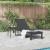 Napozóágy fekete 206 x 62.5 x 74 cm polirattan