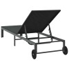Napozóágy fekete 206 x 62.5 x 74 cm polirattan