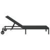 Napozóágy fekete 206 x 62.5 x 74 cm polirattan