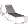 Napozóágy fekete 206 x 62.5 x 74 cm polirattan
