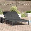 Napozóágy fekete 206 x 115 x 75 cm polirattan