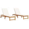 Napozó 2 pcs barna 202 x 53 x 89 cm tömör akácfa