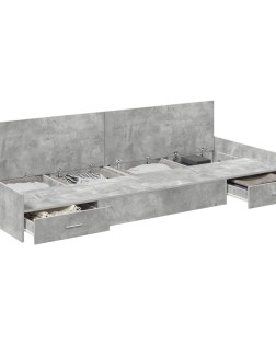 Ágykeret fejtámlával fiókkal beton szürke 98.5 x 200 cm faanyag
