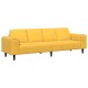 Szövet kanapé párnával világos sárga bársony anyag