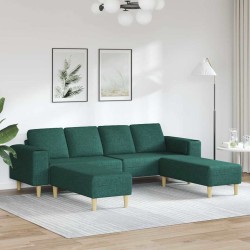 Kanapé szett 3 pcs sötétzöld szövet