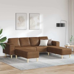 Kanapé szett 3 pcs barna műbőr velúr