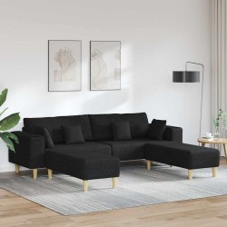 Szövet kanapé párnával 3 pcs fekete 208 cm szövet