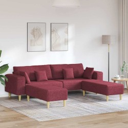 Szövet kanapé párnával 3 pcs bordó 208 cm szövet