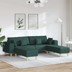 Szövet kanapé párnával 3 pcs sötétzöld 208 cm szövet