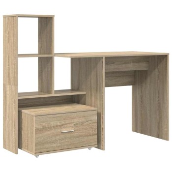 Asztal fiókkal sonoma tölgy 131,5 x 50 x 106,5 cm faanyag