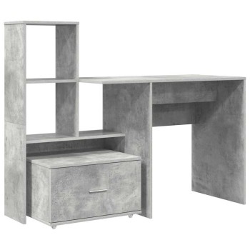 Asztal fiókkal beton szürke 131,5 x 50 x 106,5 cm faanyag