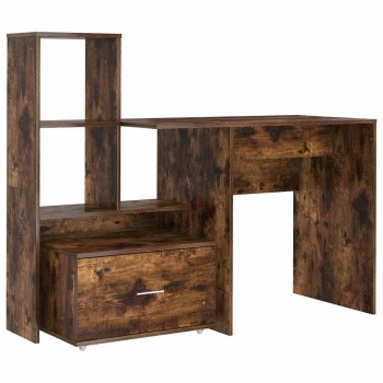 Asztal fiókkal füstölt tölgy 131,5 x 50 x 106,5 cm faanyag