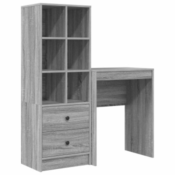 Asztal fiókkal polcokkal tárolóval 2 pcs szürke sonoma
